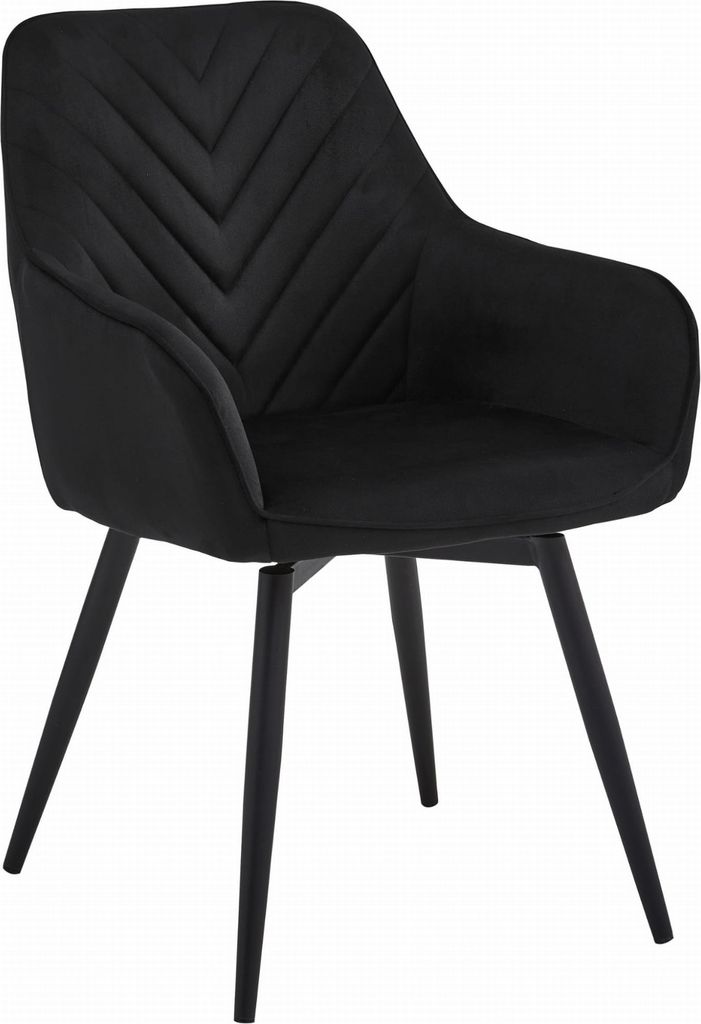Esszimmerstuhl drehbar Stuhl Drehstuhl Esszimmer Schminktisch Stuhl Samt Polsterstuhl belastbar bis 110 kg, 360° drehbar, Schwarz