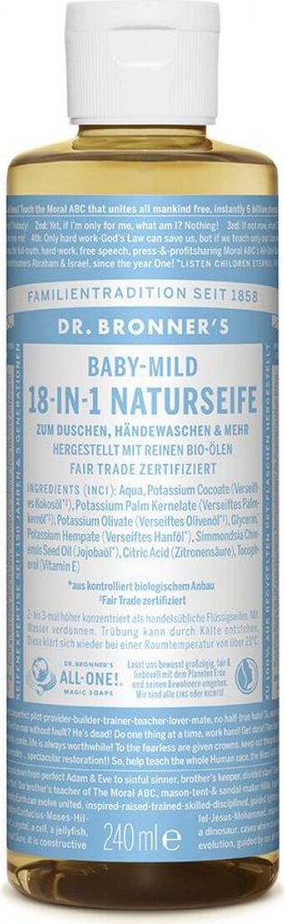 Dr.Bronner's 18-IN-1, Tekuté mýdlo, Čisticí, Aqua, Obrázek produktu 