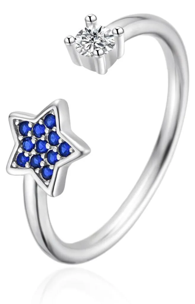 Bague ajustable en argent massif coeur pour femme - Circonférence 52
