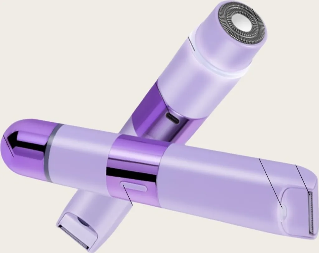 Épilateur corps 2-en-1 violet avec double tête de précision pour femme