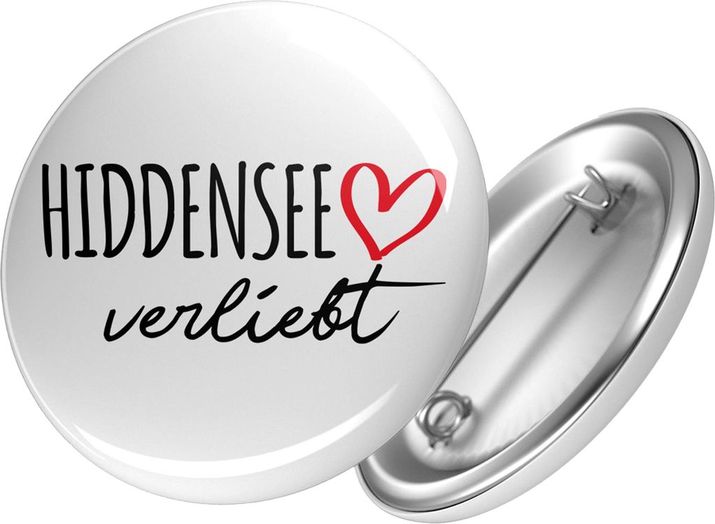 Huuraa Button Hiddensee verliebt Geschenk Ansteck Pin Größe 59mm Hiddensee Präsent