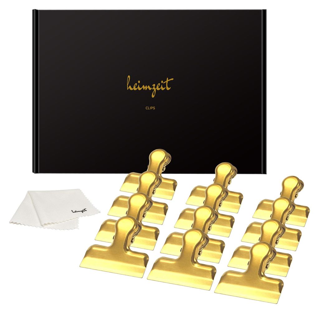 12x Verschlussclips Gold Verschlussklammern Edelstahl Produktbild 