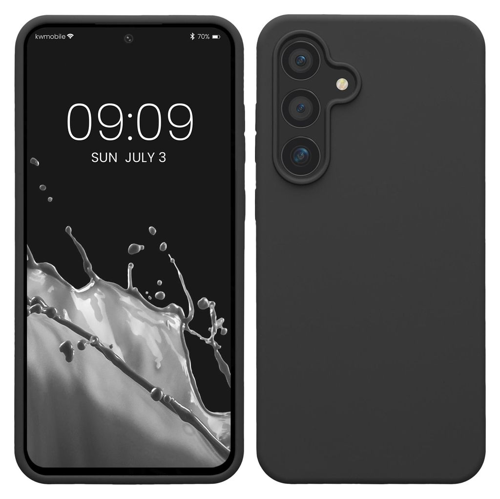 kwmobile Handyhülle für Samsung Galaxy S24 FE Hülle - Case Silikon - Kabelloses Laden - Schutzhülle Cover in Dunkelgrau