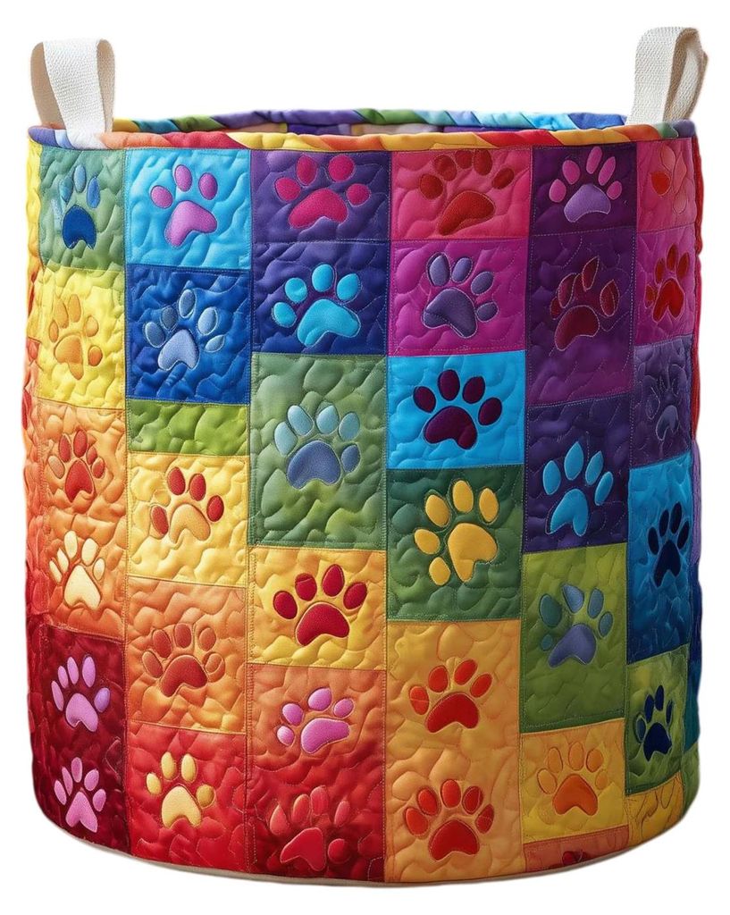Gesteppter Wäschekorb aus Stoff mit Blumenmuster, Aufbewahrungskorb mit Griffen, Boho-Kleiderkorb für Wäsche, Kinderzimmer, Schlafzimmer, Kleidu...