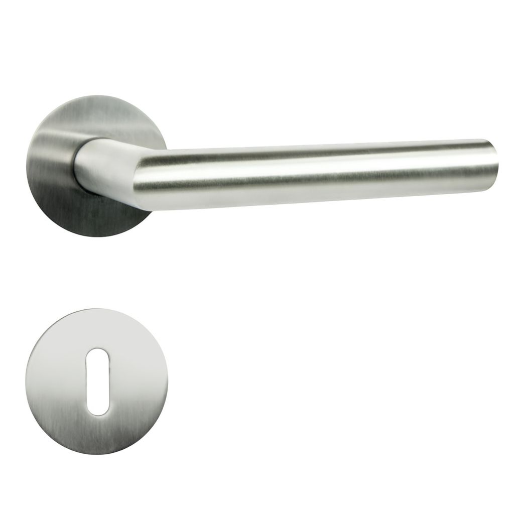 DOMINO Türgriff Drückergarnitur BB-Buntbart | Slim Rosette | Tür-klinke für Zimmertür, Bürotür, Kellertür & Innentür | Edelstahl | INOX | ...