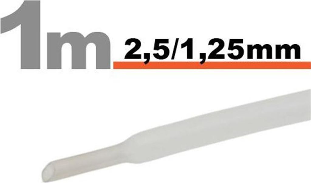 20 x 1 Meter Schrumpfschlauch, transparent, 2,5/1,25 mm – 20 Stück à 1 Meter – Schrumpfschlauch zur Isolierung und zum Kabelschutz – Geeign...