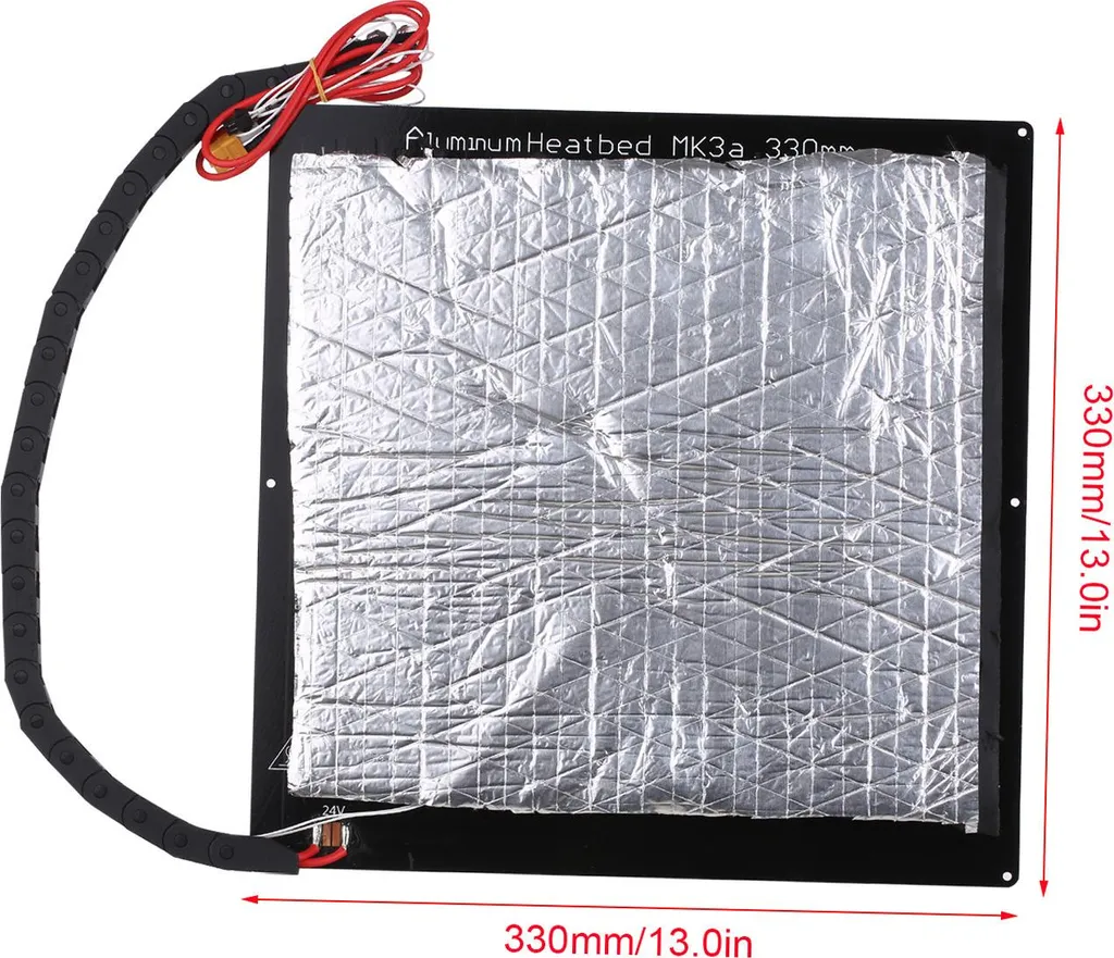Lit Chauffant 330x330mm MK3 en Aluminium avec Isolation pour Imprimante