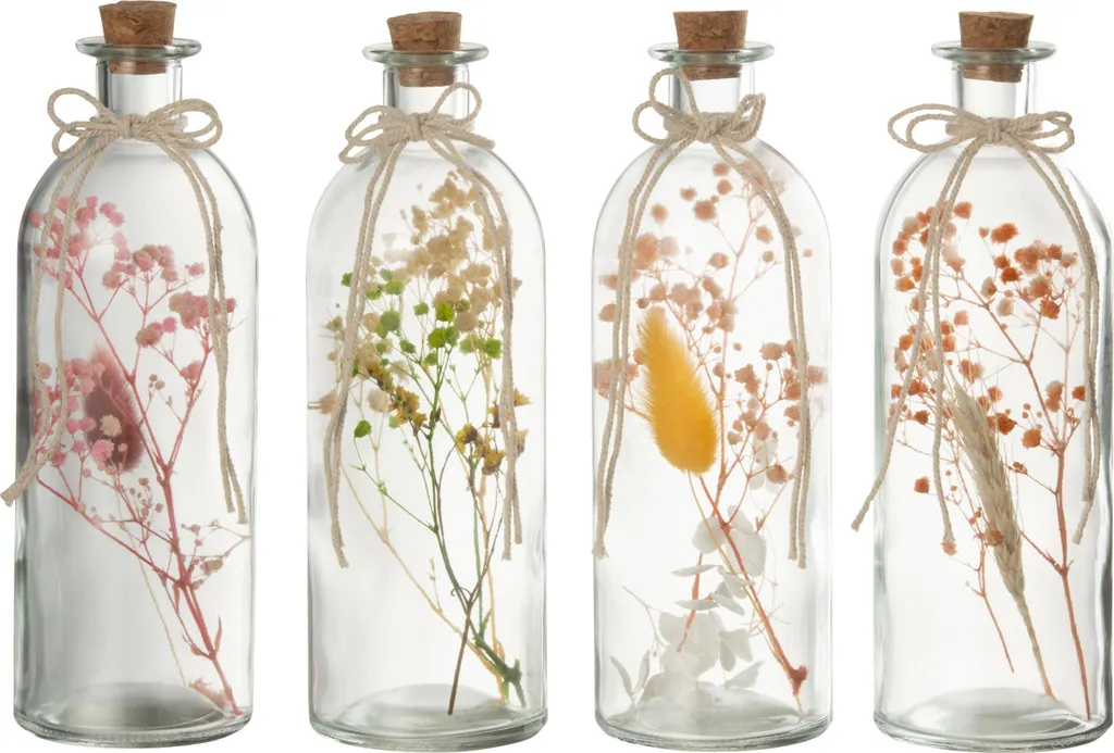 Fleurs Séchées en Bouteille Verre J-Line : Déco Durable sans Entretien