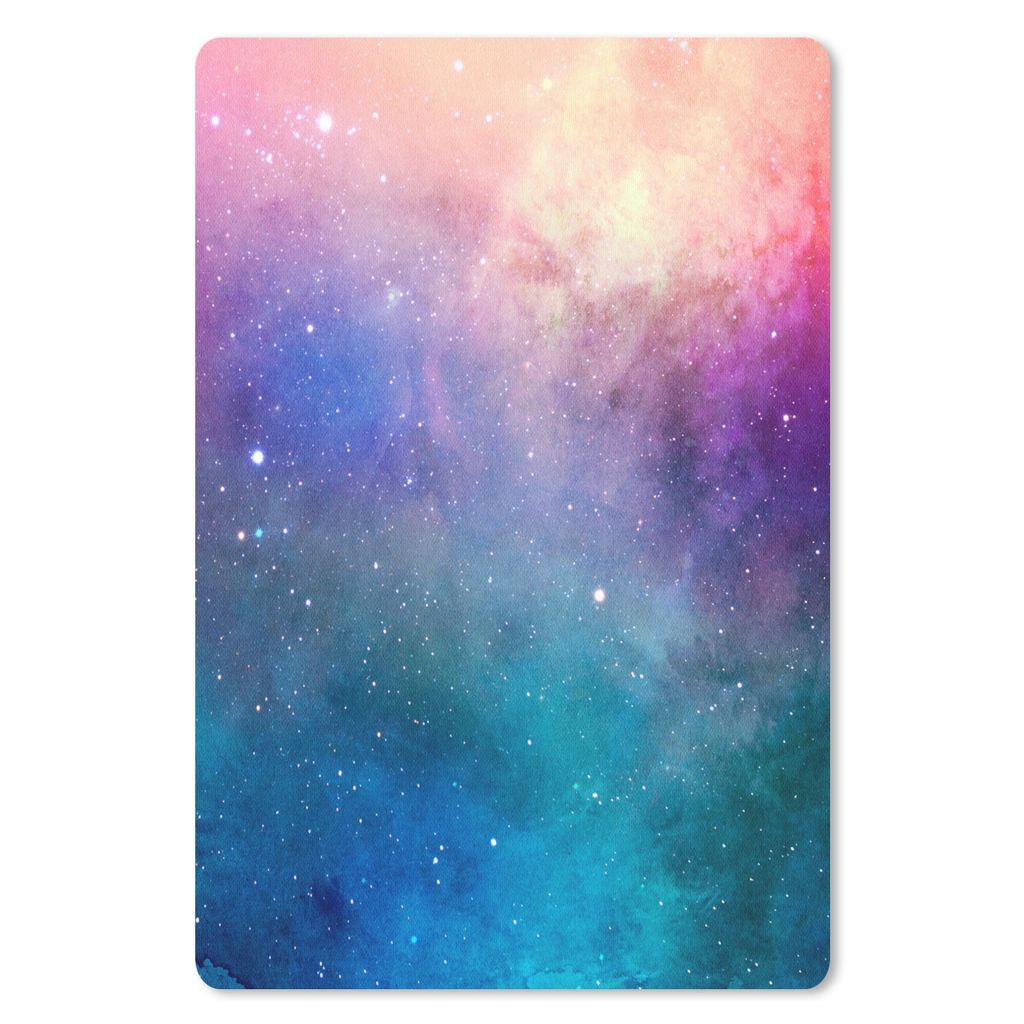 MuchoWow Mauspad Mousepad Aquarell - Sternenhimmel - Blau - Rosa 18x27 cm - Mousepads - Maus Mat - Pad - Mausunterlage