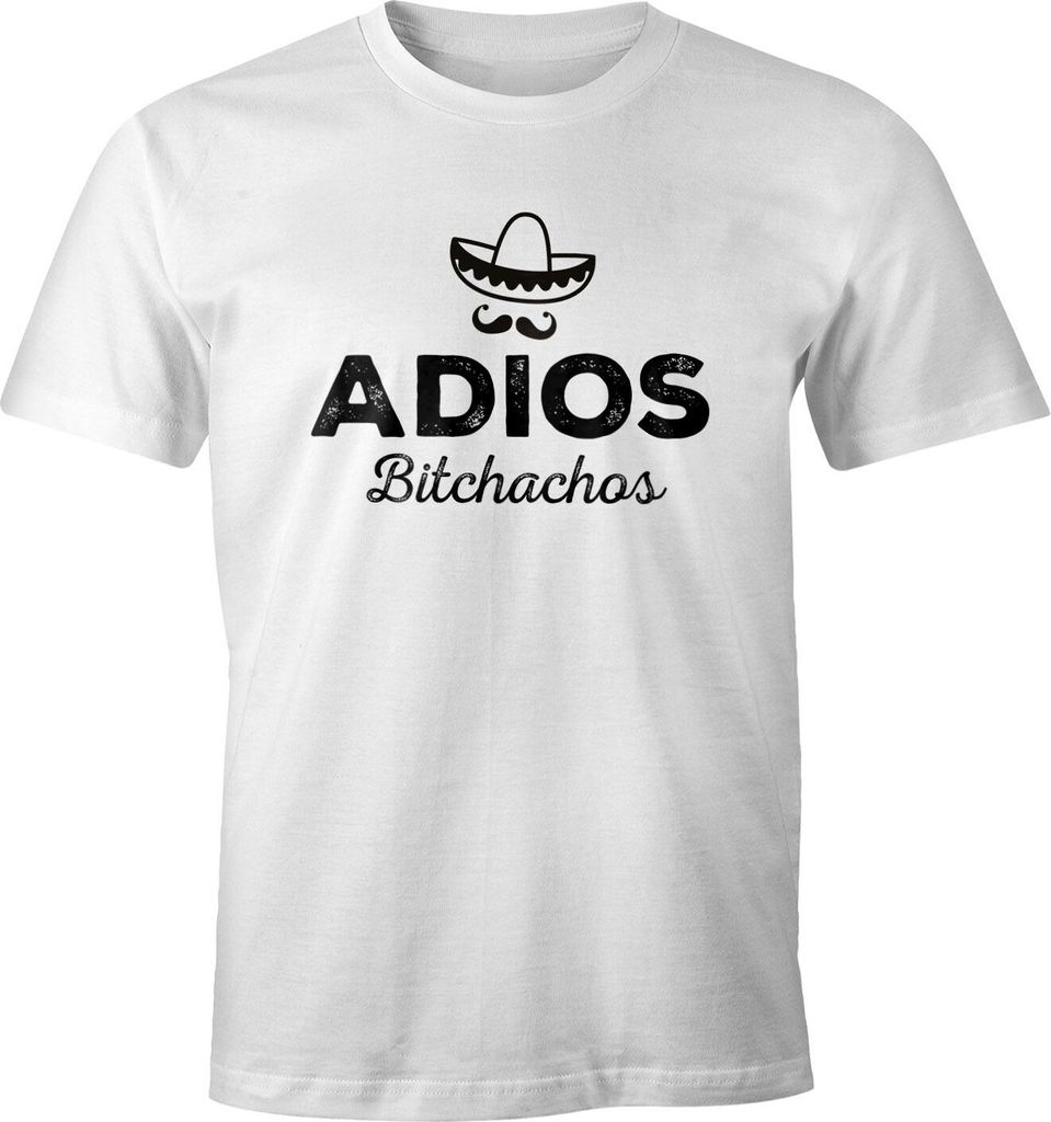 Herren T-Shirt Spruch Adios Bitchachos Sombrero Motiv lustig Parodie Fun-Shirt Moonworks weiß XXL