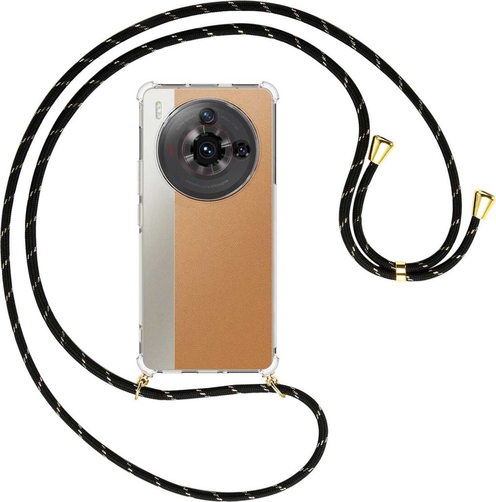 Handykette Backcover-Schutzhülle mit Band (Metall goldfarben) für ZTE nubia Z50S Pro (NX713J) - schwarz/gold