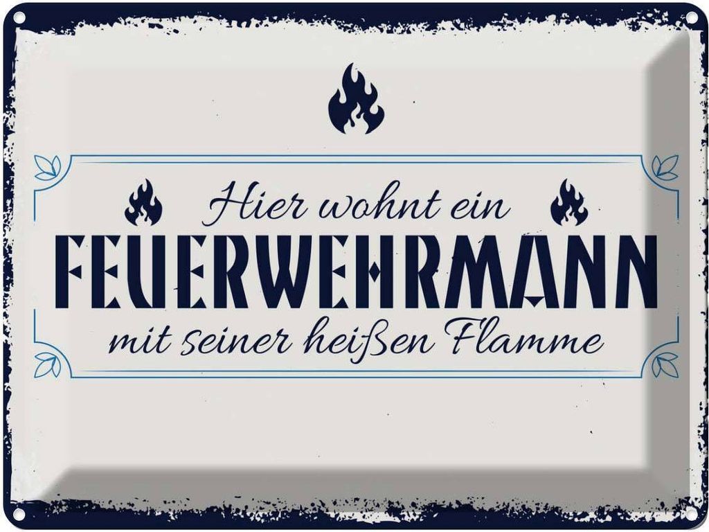 vianmo Blechschild 30x40 cm Hier wohnt ein Feuerwehrmann Beruf Arbeit
