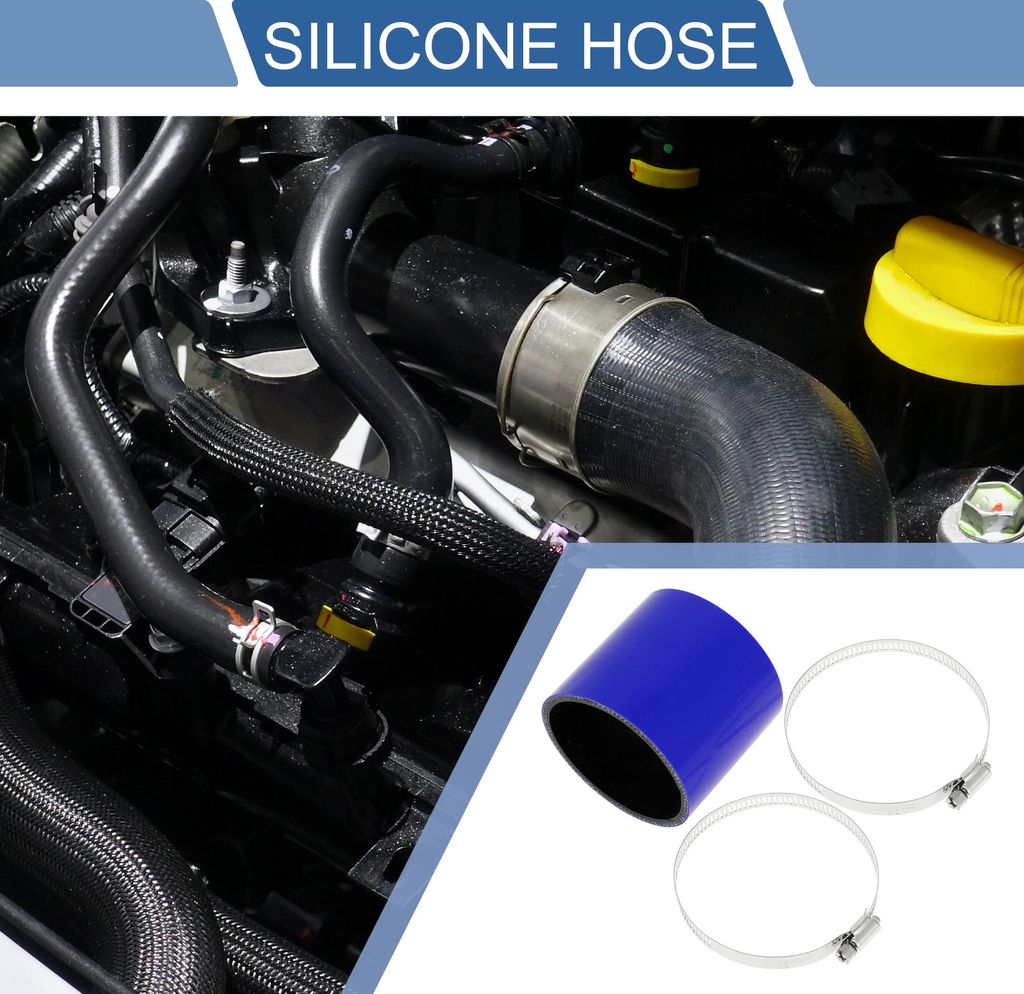 1 Satz 76mm/2,99" ID 76mm/2,99" Länge 0 Grad Blau Schwarz Auto Silikonschlauch mit Schellen Kühlmittelschlauch Universal