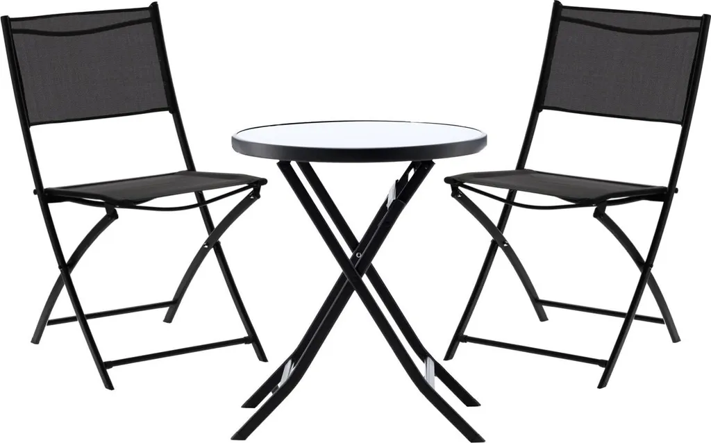 Mobilier de jardin ARIANA noir résistant aux UV et intempéries 4 places