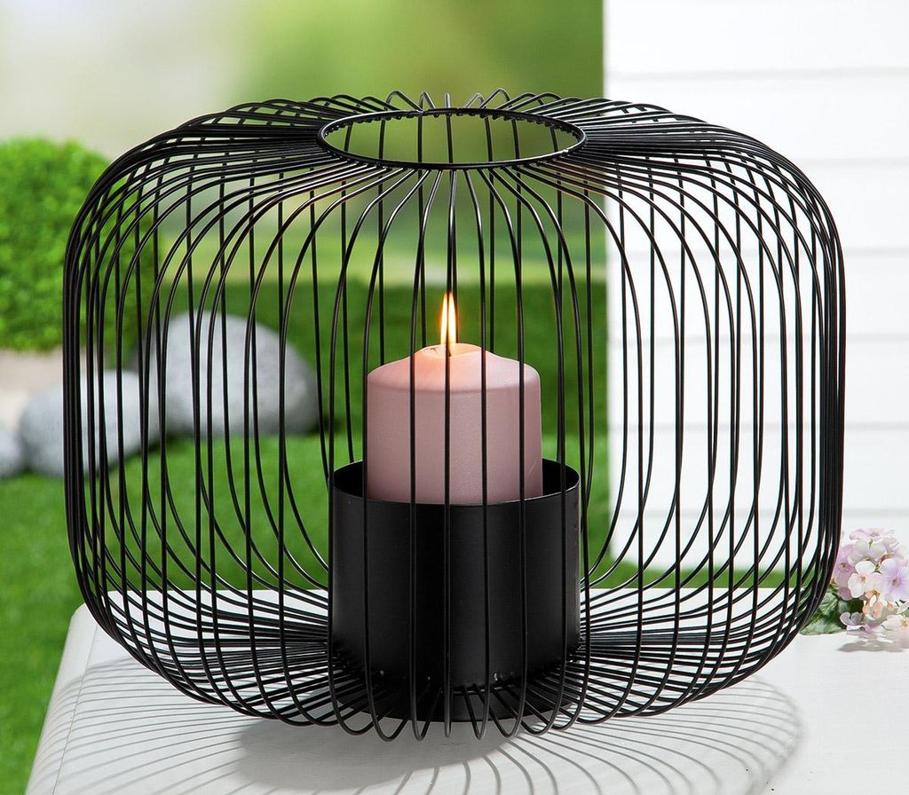 Casablanca Windlicht, "Filo", Metall, schwarz, , H. 26,5 cm, D. 35 cm 69075