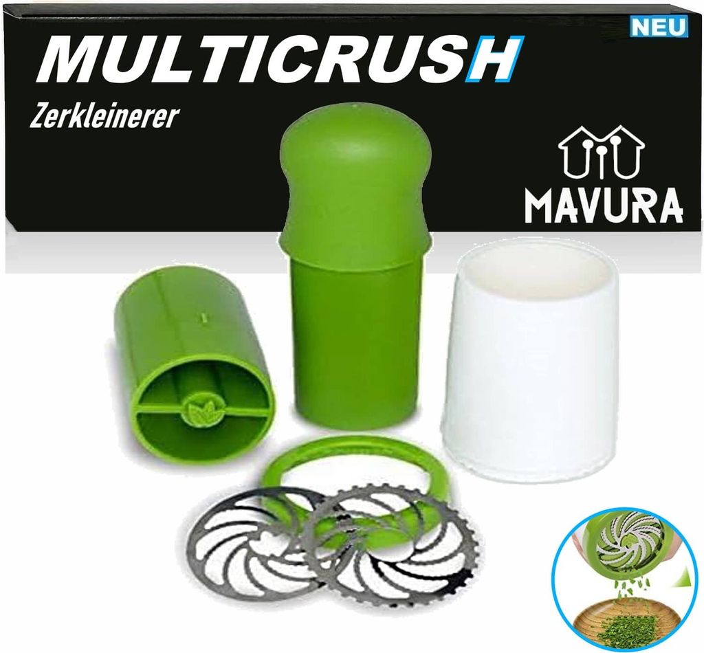 MULTICRUSH Multizerkleinerer Multihacker Grinder Kräuter Gemüse Reibe manuell