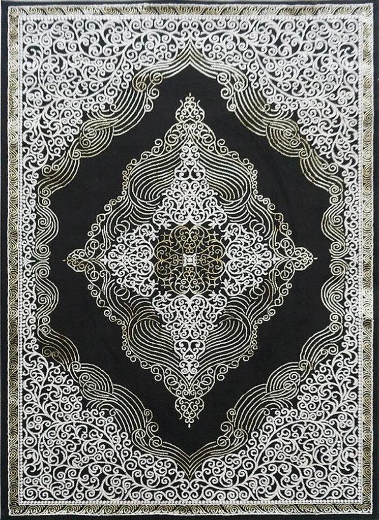 Tapis 160x220 Noir et Or Elite 3935 - Déco Salon Moderne et Chaleureuse