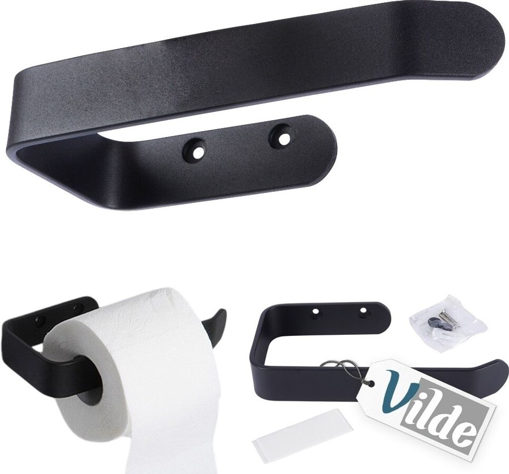 Vilde Toilettenpapierhalter Papierrollenhalter WC-Papierhalter aus Metall schwarz