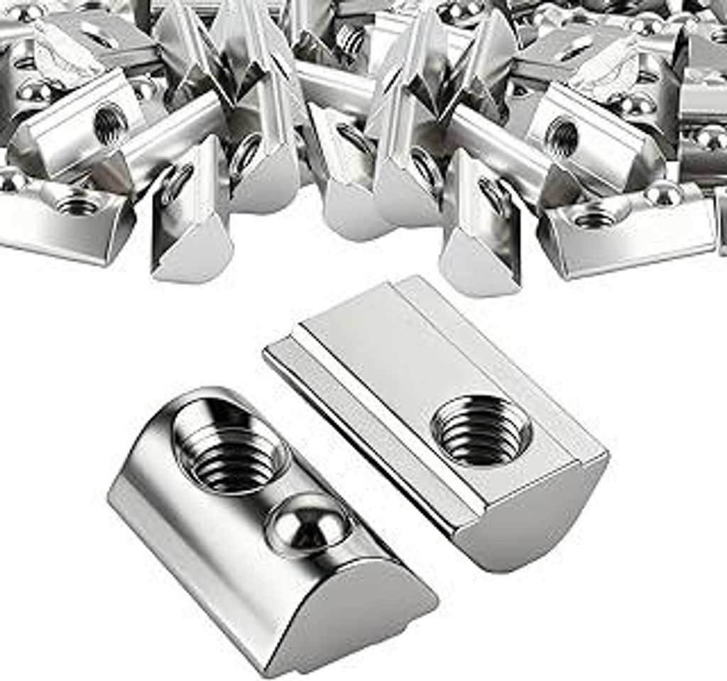 LDXDRU 120 Stück Nutensteine M6 mit Kugel Nut 8 T Nutsteine 40-Serie Aluprofil 40x40 Kohlenstoffstahl M6 Gleitmutter mit Federkugel für Alu C Pro...