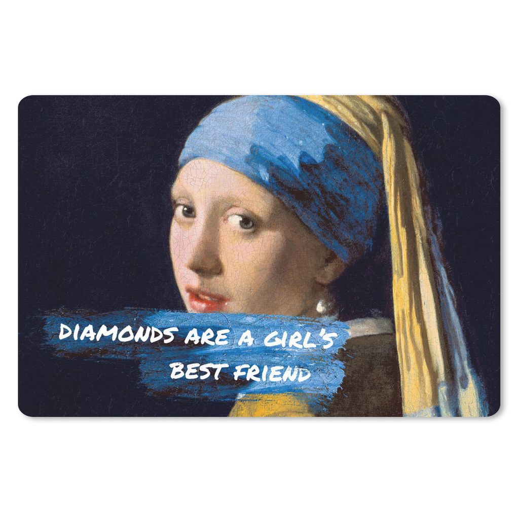 MuchoWow Mauspad Mousepad Vermeer - Das Mädchen mit dem Perlenohrring - Zitat 27x18 cm - Mousepads - Maus Mat - Pad - Mausunterlage - Büroartik...