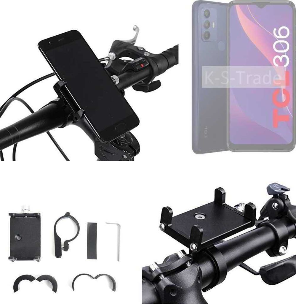 K-S-Trade Handyhalterung für das Fahrrad kompatibel mit TCL 306 Halter Lenkstange Fahrradhalterung Motorrad Bike Mount Befestigung Smartphone Handy