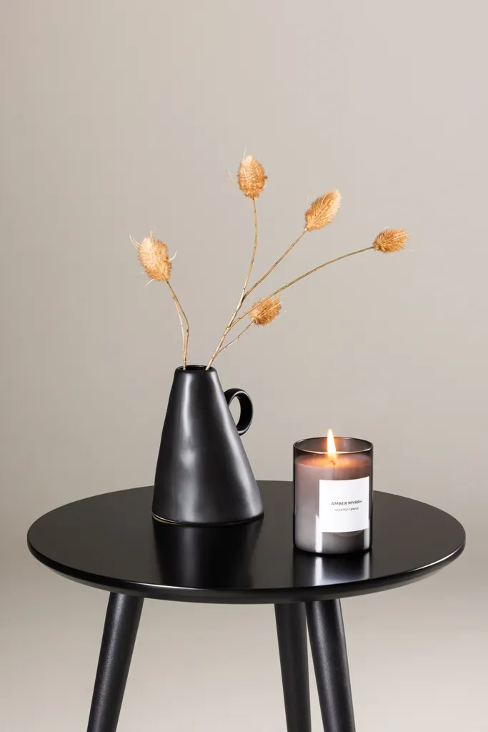 Table d'angle Askim Ø48 cm noir métal - Bout de canapé design minimaliste