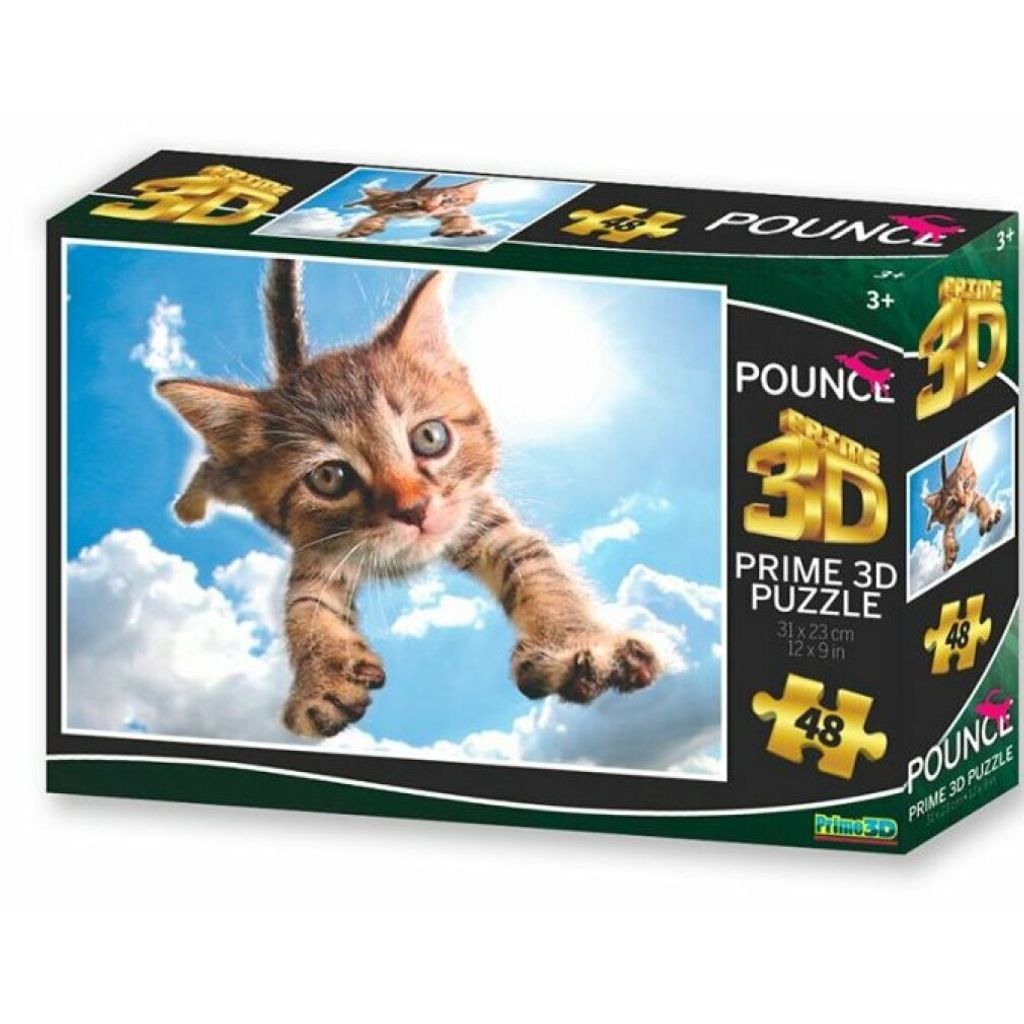 PRIME 3D Puzzle Springende Katze: Sparkles 3D 48 Teile Produktbild 