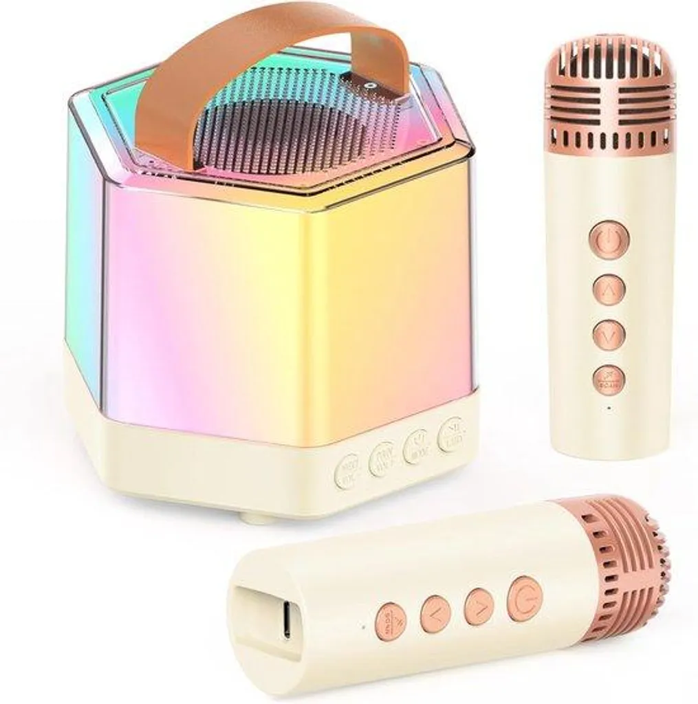 Enceinte karaoké enfant lumineuse et 2 micros rechargeables bleus