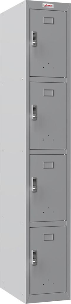Phoenix PL1430GGE Schließfach Locker Grau - 1 Spind 4 Türen - Elektronisches Schloss - Für Büro, Lager, Fitness
