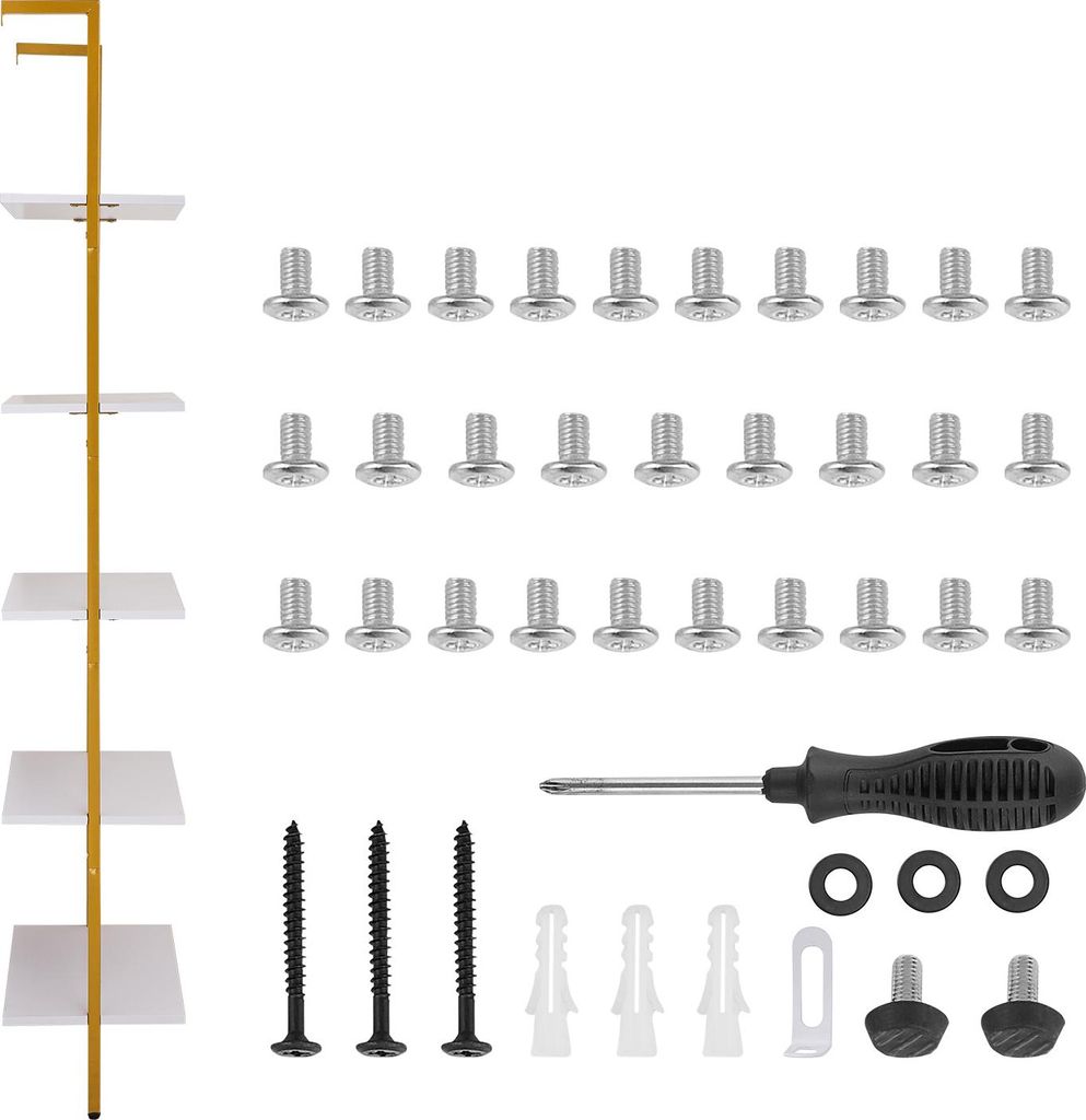 SucceBuy Industrielles quadratisches Rohrregal, 5 Ebenen, 61 x 30 cm, Wandmontage, rustikales Holz, Aufbewahrung, Küche, Schlafzimmer, Badezimmer,...