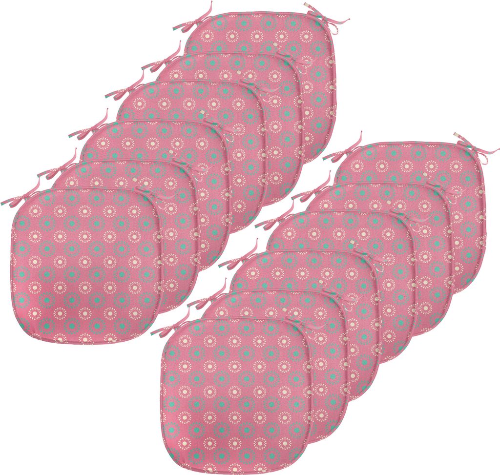 ABAKUHAUS Blumen Polster für Esszimmerstühle, Große Kleine Blumenmotive, Dekoratives wasserfestes Kissen mit Riemen für Küchensitze, 40 cm x 4...