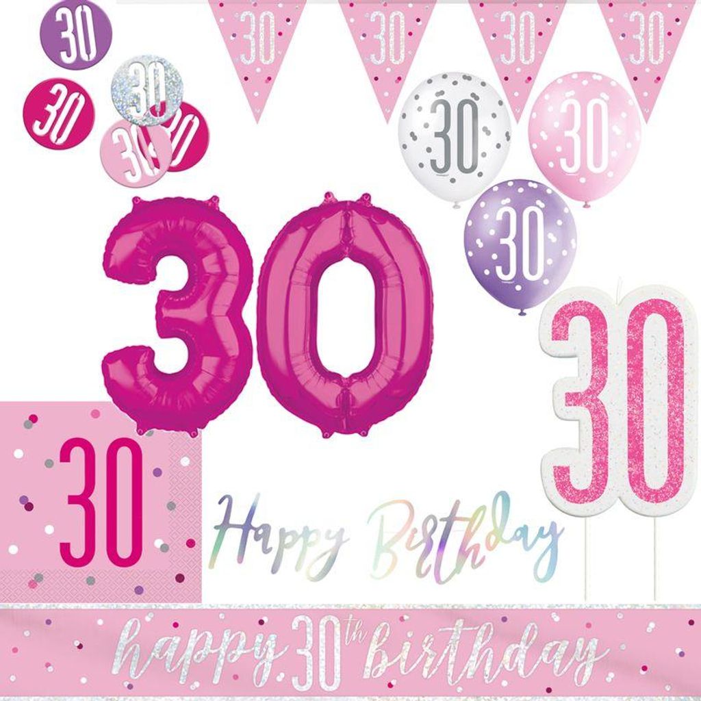 30. Geburtstag Deko pink silber Party Dekoration Set Frau Geburtstagsdeko Jubiläum