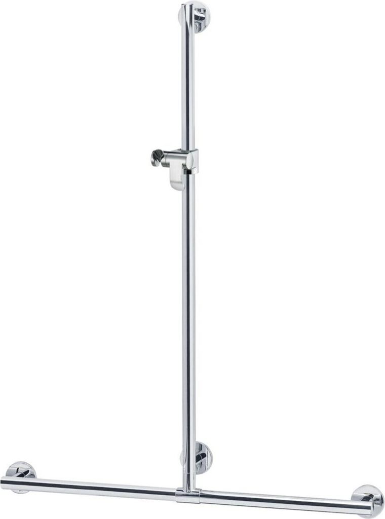 Keuco Duschhandlauf PLAN mit Brausestange 982/1263 mm, Aluminium silber-eloxiert/verchromt