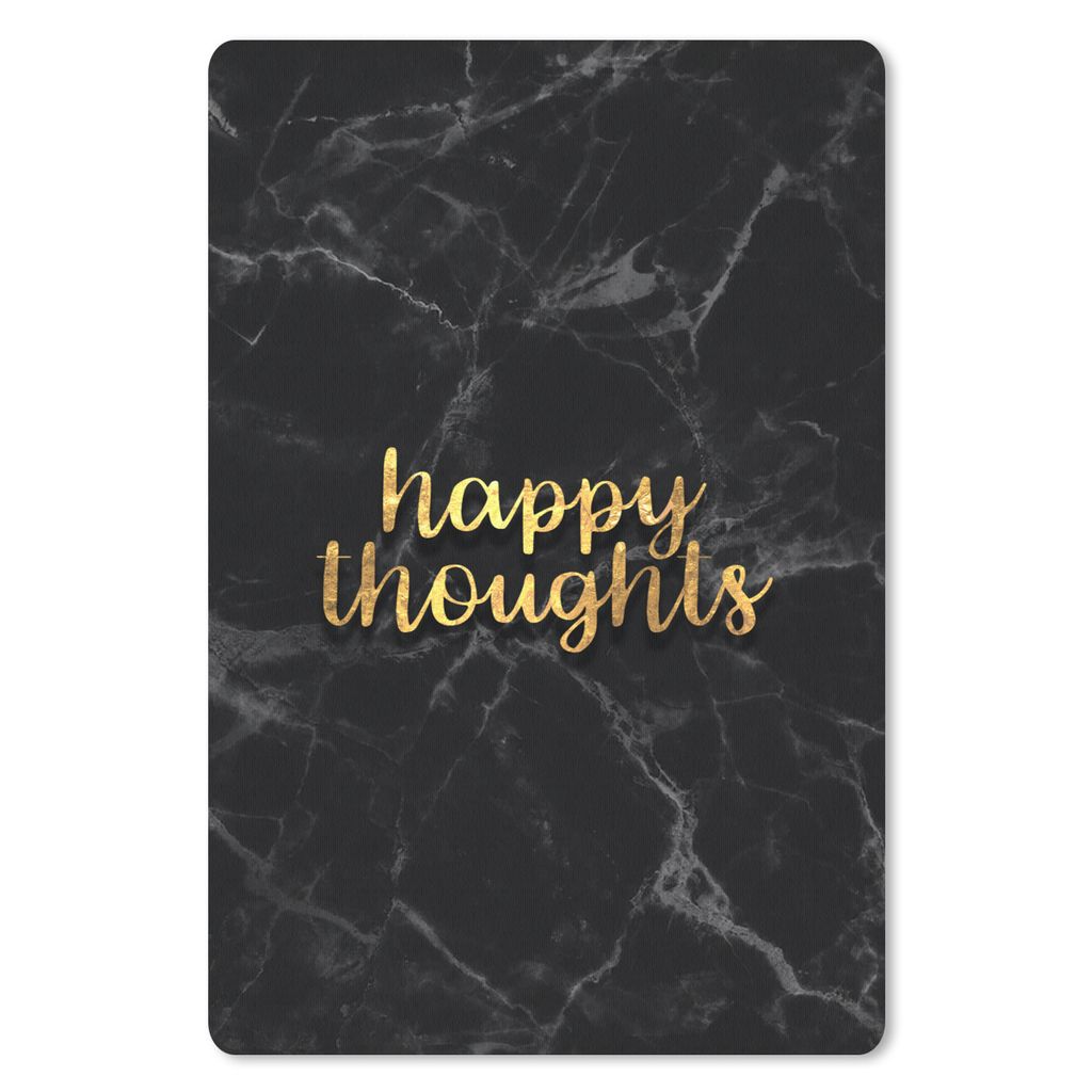 MuchoWow Mauspad Mousepad Zitate - Glücklich - Gold - Schwarz 18x27 cm - Mousepads - Maus Mat - Pad - Mausunterlage