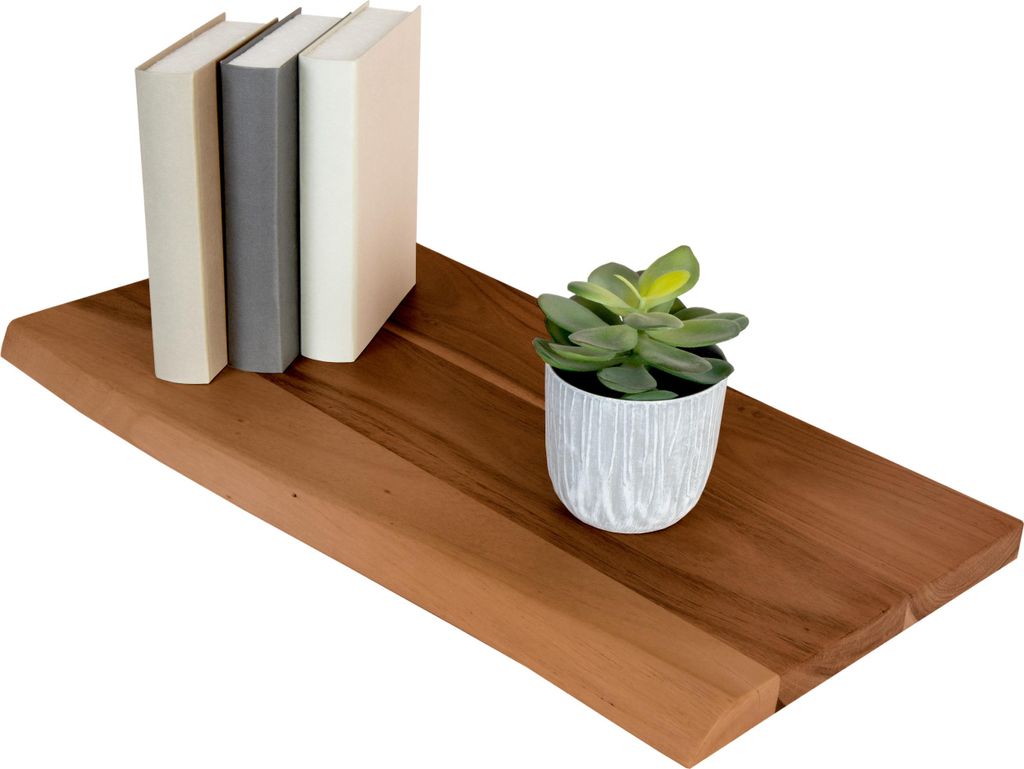 Holzplatte Akazienholz nussbaum massiv 60x30 cm Holzbrett einseitige Baumkante ARYA