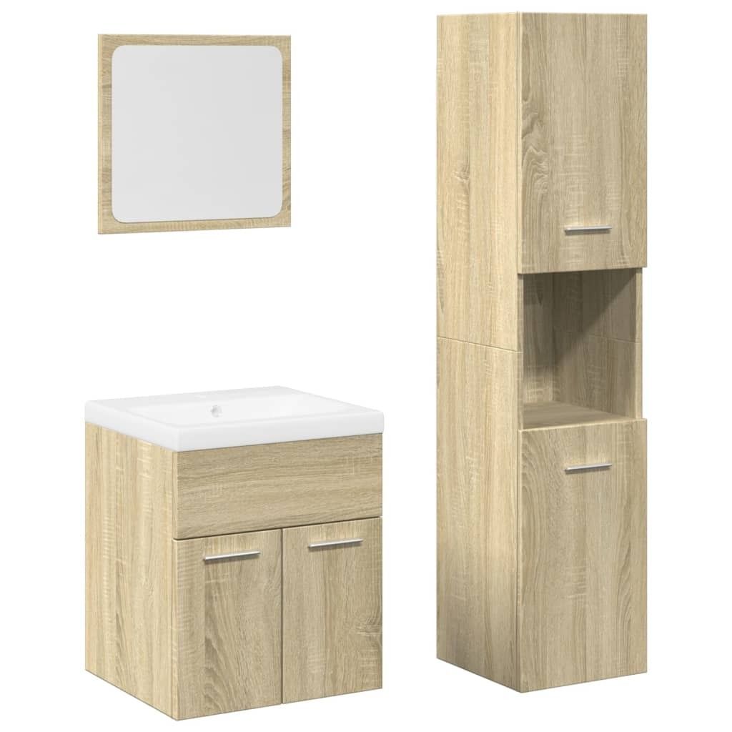 vidaXL 4-tlg. Badmöbel-Set Sonoma-Eiche Holzwerkstoff Produktbild 