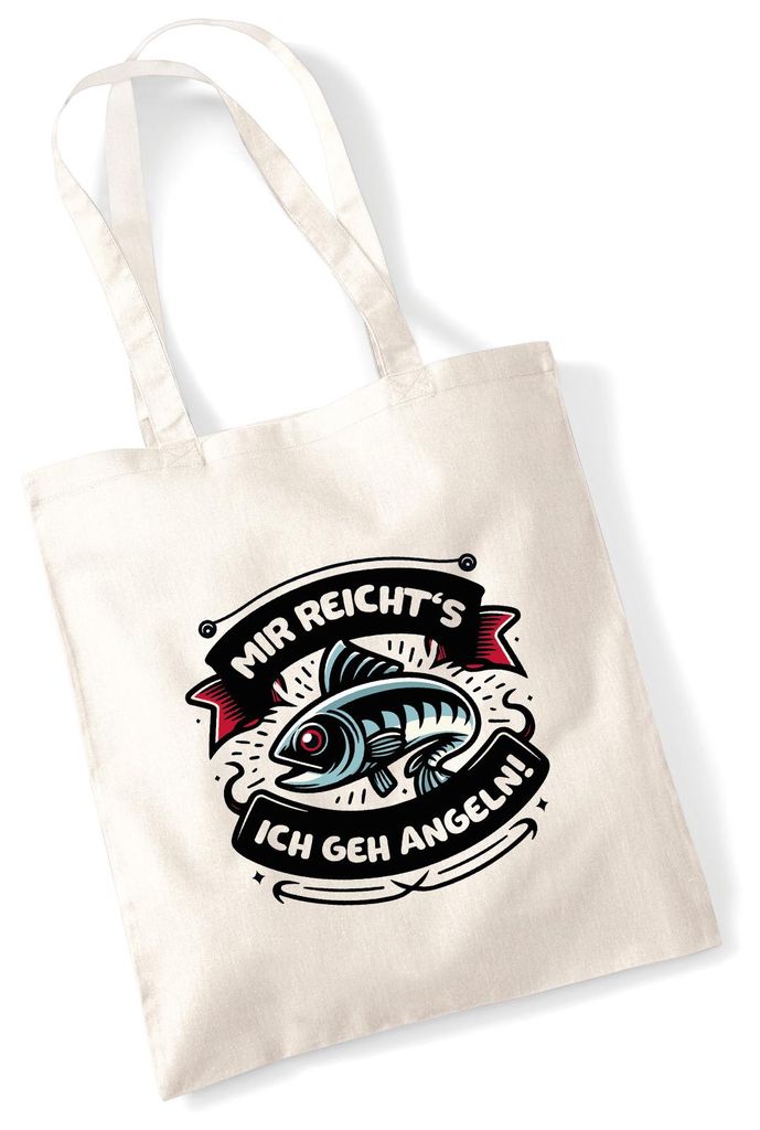 Huuraa Jutebeutel Mir reichts's ich geh angeln Fisch 10 Liter Natural Baumwolle Tasche Geschenkidee