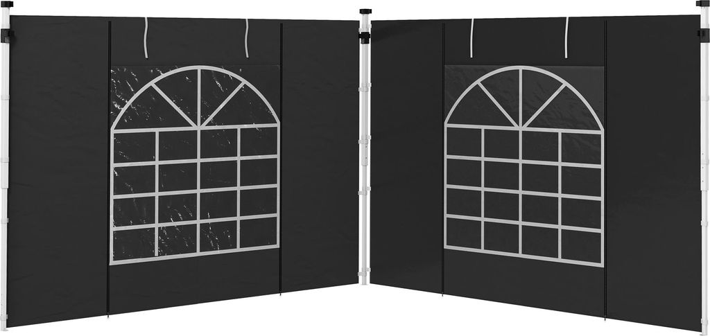 Seitenwände für 3 x 3/ 3 x 6 m Pavillon, Seitenplanen mit Fenster, Tür, Ersatzwände für Partyzelt, Oxfordstoff, Schwarz