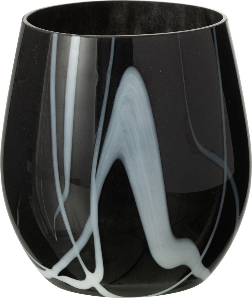 J-Line Windlicht Raucheffekt Glas Schwarz/Weiß