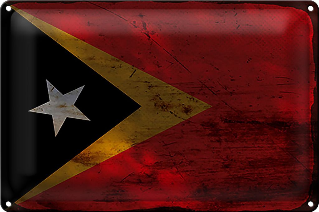 Blechschild Flagge Osttimor 30x20cm Flag East Timor Rost