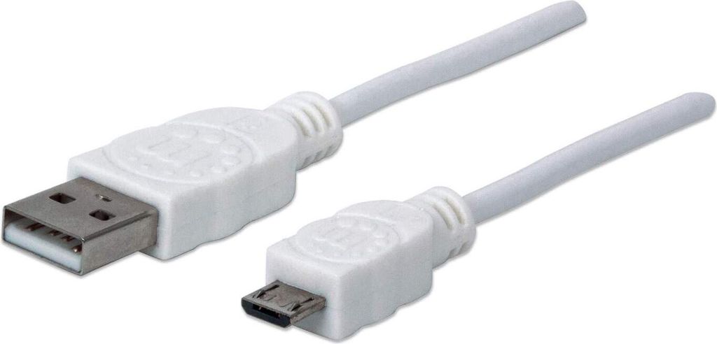 MANHATTAN USB 2.0 Anschlußkabel 1m A-St/Micro-B-St. weiß Produktbild 