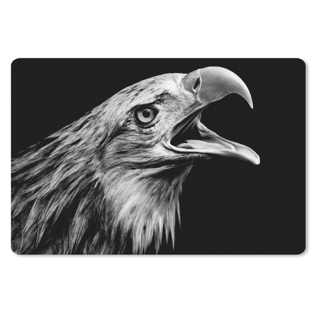 MuchoWow Mauspad Mousepad Adler - Porträt - Raubvögel - Schwarz - Weiß - Vogel 27x18 cm - Mousepads - Maus Mat - Pad - Mausunterlage - Büroar...