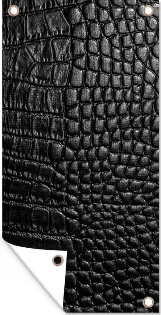 MuchoWow 40x80 cm Outdoor-Poster Gartendeko Sichtschutz Garten Poster für den Garten Leder - Strukturiert - Schwarz - Grau