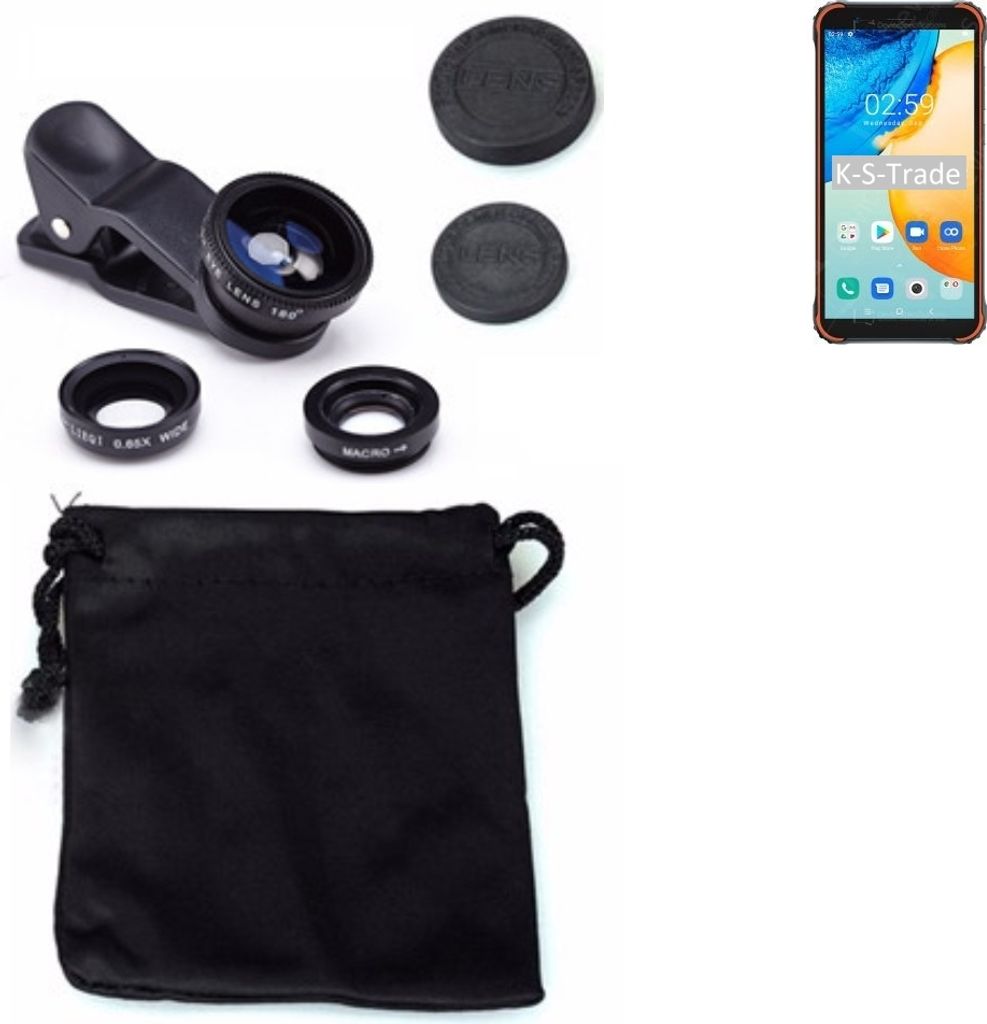 K-S-Trade Smartphone Kamera Linsen Set Kompatibel mit Blackview BV4900 Pro 3in1 Clip-On Kamera Adapter Macro Weitwinkel FishEye Fischauge Objektiv
