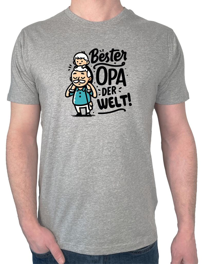 Huuraa Herren T-Shirt Bester Opa der Welt S Sport Grey Bio Baumwolle Fairtrade Herrenshirt Geschenkidee