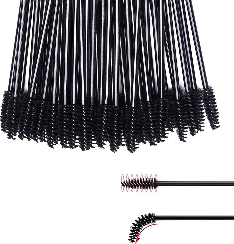 100 Stück Einweg-Wimpernbürsten – Schwarz, Weiche Fasern, Für Mascara & Make-up