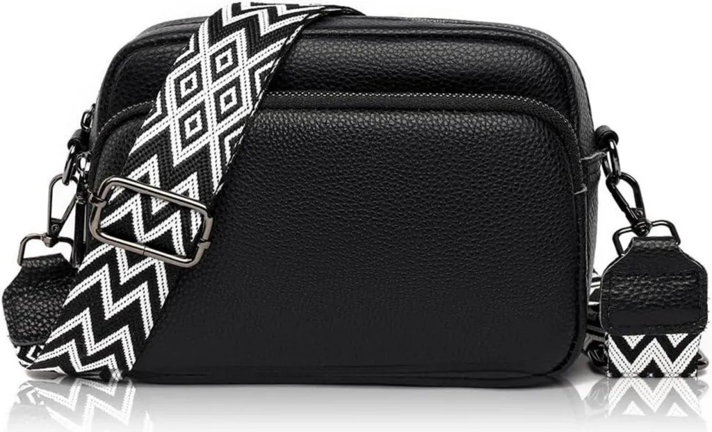 Sac à bandoulière noir femme pour voyage et quotidien en cuir souple