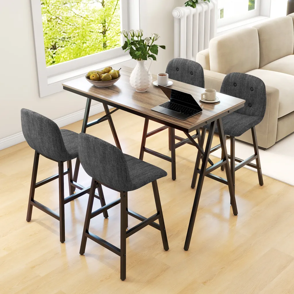 Ensemble table de bar gain de place avec 4 tabourets pour petit espace - 7
