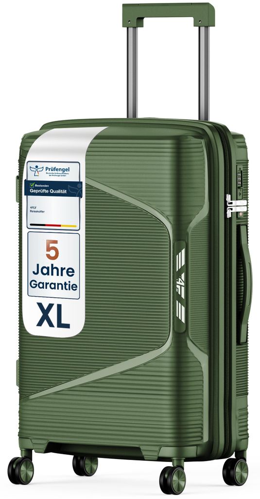 4FLY Hartschalen-Reisekoffer XL 75 cm (96L) - mit TSA-Schloss, Doppelrollen, Aluminium-Teleskopgriff und Doppelreißverschluss