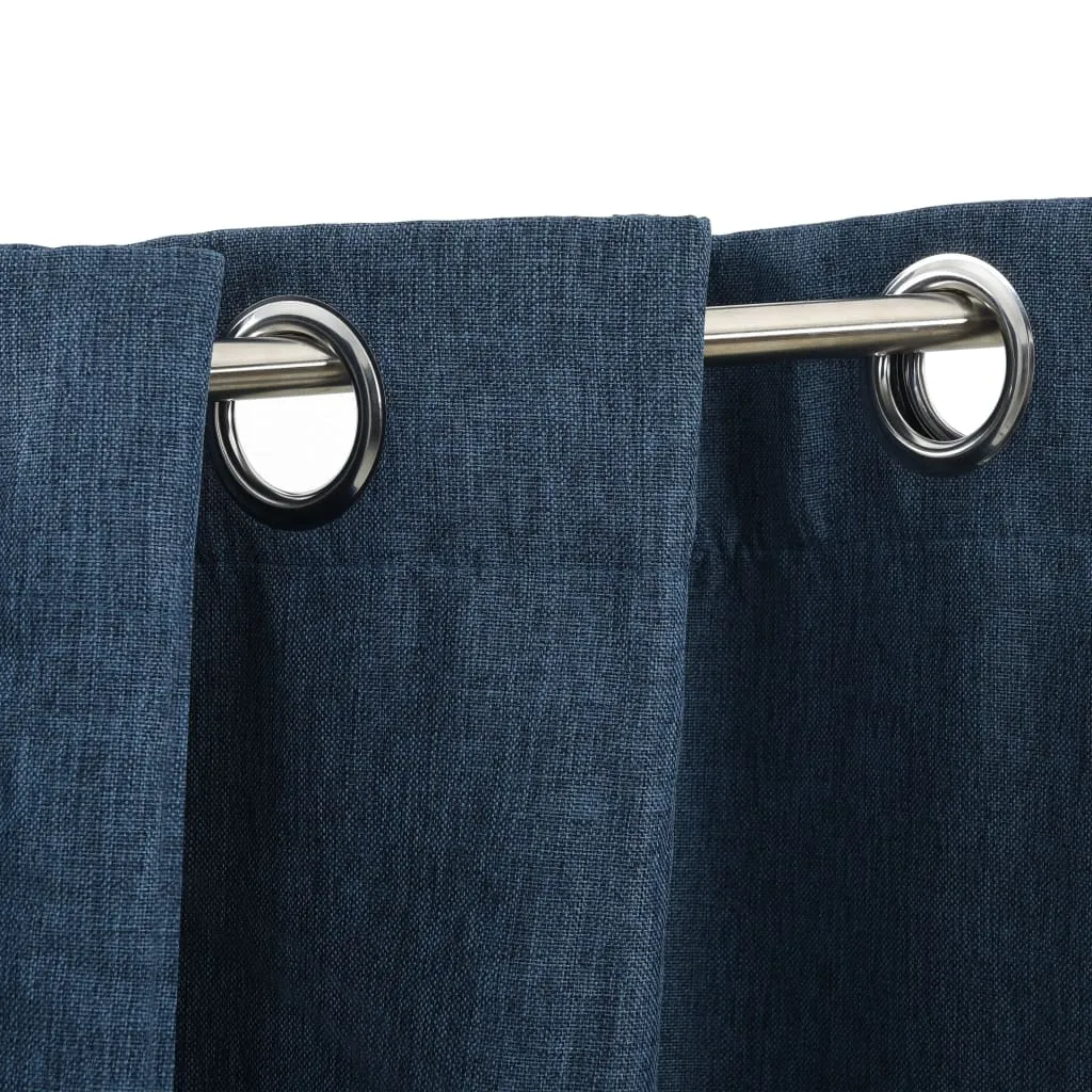 Set 2 Tende Oscuranti Blu Look Lino 140x245 cm - Arredo Moderno - 4